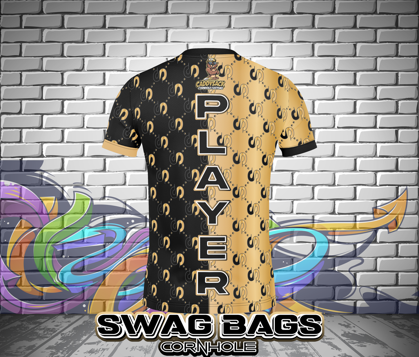 SWAG BAGS JERSEY- GOLD/BLACK-ADD YOUR NAME!