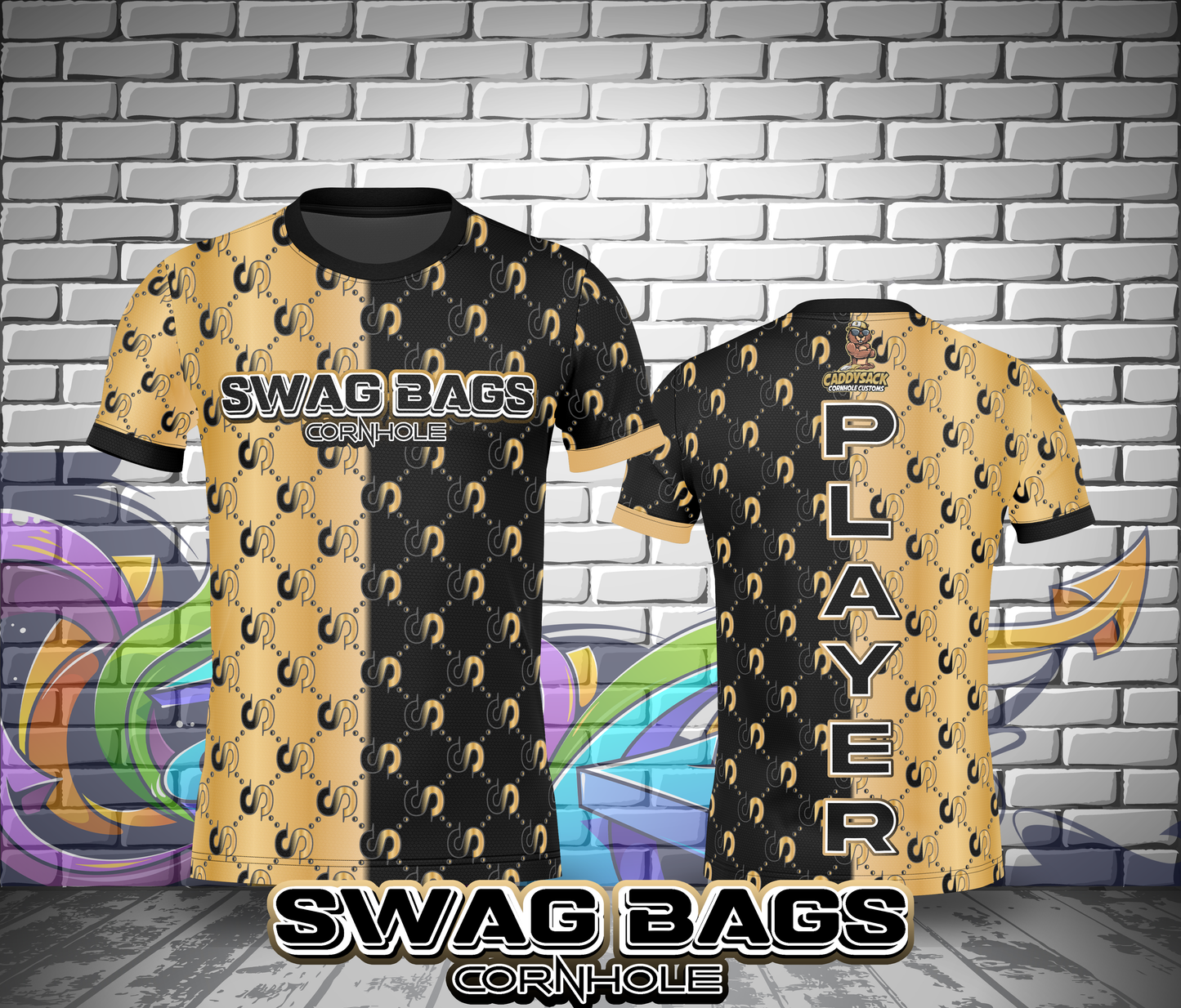 SWAG BAGS JERSEY- GOLD/BLACK-ADD YOUR NAME!