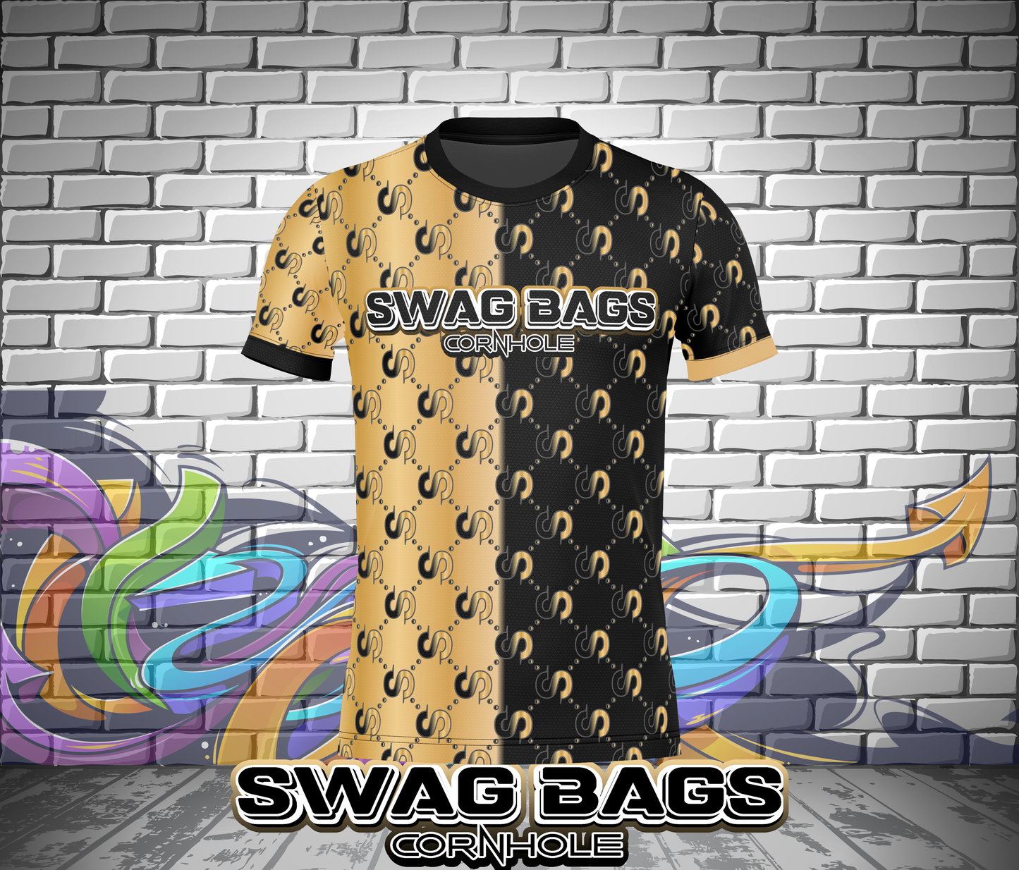 SWAG BAGS JERSEY- GOLD/BLACK-ADD YOUR NAME!