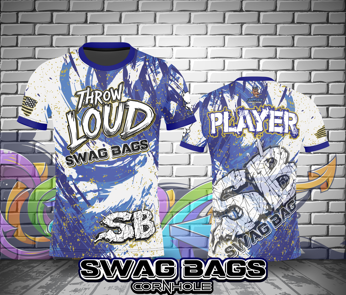 SWAG BAGS JERSEY- THROW LOUD!!!! BLUE/GOLD